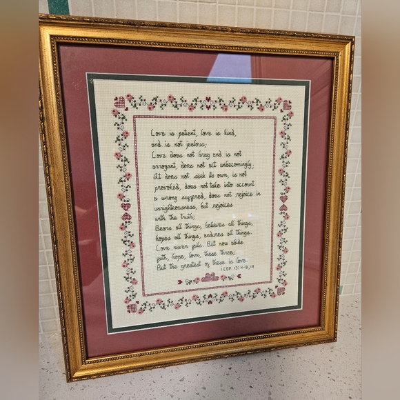 Vintage love is patient Corinthians needlepoint cross stitch - Picture 6 of 7